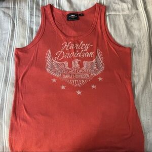 Harley-Davidson Ribbed Tank Top, Scoop Neck, Deep Orange